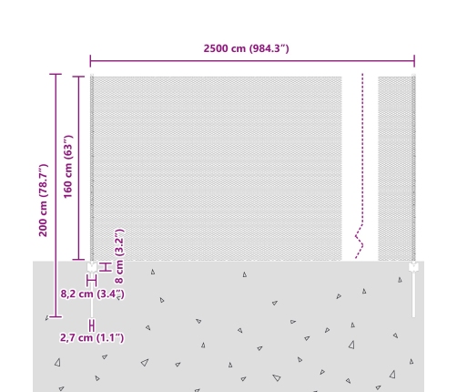 Vidaxl Žoga Stabi 22 Gab. U-Kanāls 160 Cm Galvanizēts Tērauds,  Sešstūra Žogs 1.6X25 M Galvanizēts Tērauds Vidaxl