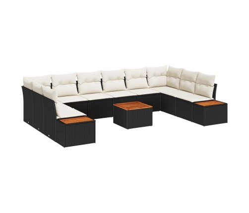 11 Gabalu Dārza Dīvānu Komplekts Ar Spilveniem Melnā Polietilēna Rotangpalmas Vidaxl