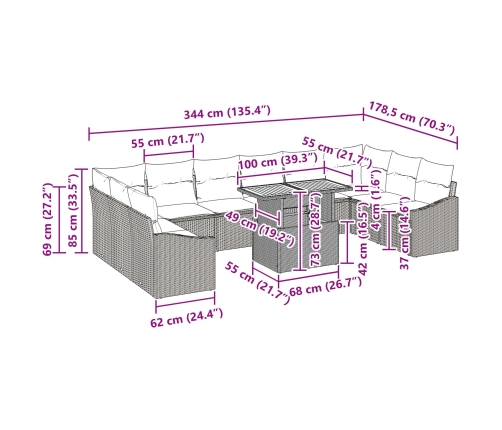 11 Daļu Dārza Galds Ar Spilveniem Pelēkā Poli Rotangpalma Akācija Vidaxl
