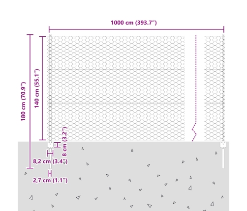 Vidaxl Žoga Stabi 10 Gab U-Kanāls 140 Cm Galvanizēts Tērauds,  Sešu Stūru Žogs 1.4X10 M Galvanizēts Tērauds Vidaxl