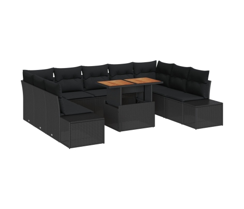 10 Gabalu Dārza Dīvānu Komplekts Ar Spilveniem Melnā Poli Rotangpalmu Vidaxl
