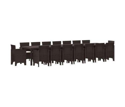 Vidaxl 17 Gab. Dārza Ēdamistabas Komplekts Ar Spilveniem Brūnā Poli Rotangpalmas, Vidaxl Dārza Galds Brūns 250X100X73 Cm Poli Rotangpalma, Vidaxl Dārza Galds Brūns 150X100X73 Cm Poli Rotangpalma,  Dārza Krēsli Ar Spilveniem 4 Gab Brūnā Poli Rotangpalma Vi