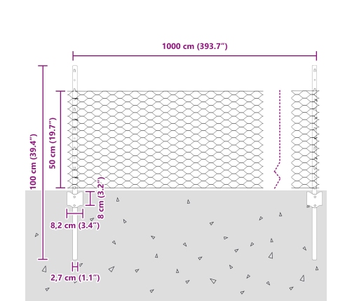 Vidaxl Žoga Kājas 5 Gabali U-Kanāls 60 Cm Cinkots Tērauds,  Sešstūra Žogs 0.5X10 M Cinkots Tērauds Vidaxl