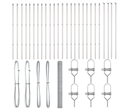 Vidaxl Sešstūra Žogs 1.6X50 M Galvanizēts Tērauds,  Žogu Stabi 13 Gab. Ø32 Mm 210 Cm Galvanizēts Tērauds Vidaxl