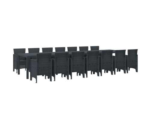 Vidaxl 15 Gabalu Dārza Ēdamistabas Komplekts Antracīts Poli Ratanā, Vidaxl Dārza Galds Antracīts 250X100X73 Cm Poli Ratanā, Vidaxl Dārza Galds Antracīts 150X100X73 Cm Poli Ratanā, Vidaxl Dārza Krēsli 2 Gabali Antracīts Poli Ratanā,  Dārza Krēsli 4 Gabali 