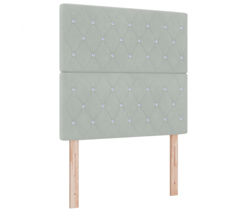 Vidaxl Gultas Galvgalis Kristāla Pogu Szuvošajā Gaiši Pelēkā 100 Cm Samta,  Gultas Galvgalis Kristāla Pogu Szuvošajā Gaiši Pelēkā 200 Cm Samta Vidaxl