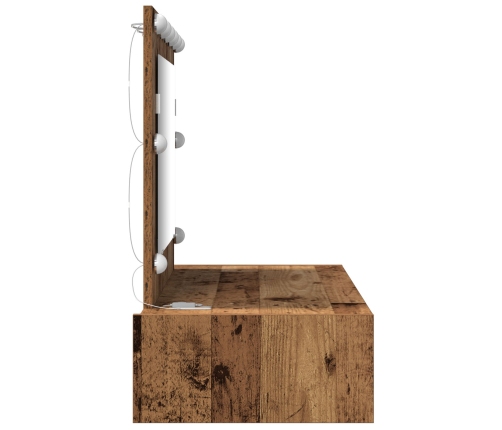 Sienas Piekarejamais Kosmētikas Galdiņš Ar Led Gaismām Vecs Koks Vidaxl