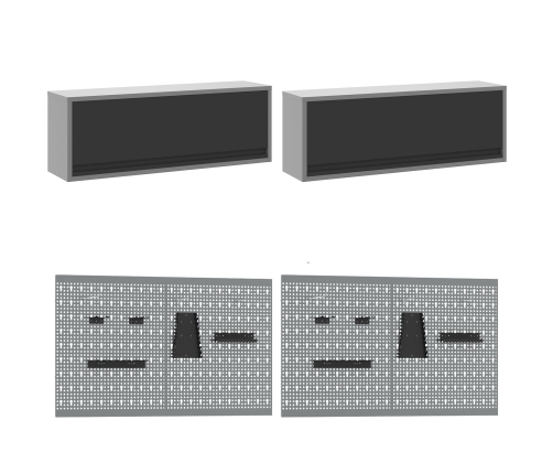 10 Daļīgu Darba Skapju Un Stiprinājumu Komplekts Melnais Mdf Un Metals Vidaxl