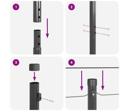 Žogu Stabi 26 Gabali Pelēks Ø32 Mm 210 Cm Cinkots Tērauds Vidaxl