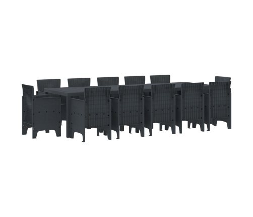 Vidaxl 13 Daļu Dārza Ēdamgalds Antracīts Poliratans, Vidaxl Dārza Galds Antracīts 150X100X73 Cm Poliratans,  Dārza Krēslu Komplekts 4 Gab Antracīts Poliratans Vidaxl