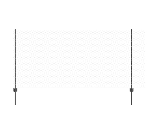 Vidaxl Žoga Posti 22 Gab U-Veida Pelēks 120 Cm Tērauds,  Sešstūra Žogs Pelēks 1,2X100 M Tērauds Vidaxl