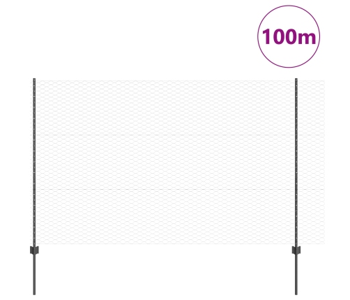 Vidaxl Žogu Stabi 22 Gb U-Kanāls Pelēks 150 Cm Tērauds,  Sešstūra Žogs Pelēks 1.5X100 M Tērauds Vidaxl