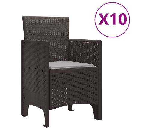 11 Gab. Dārza Ēdamgalds Ar Spilveniem Brūnā Poli Ratanī Vidaxl