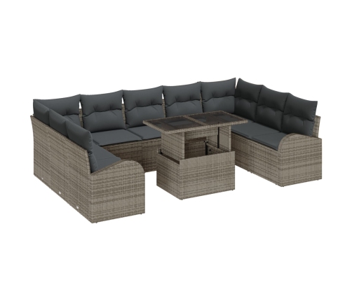 10 Gabalu Dārza Dīvānu Komplekts Ar Spilveniem Pelēks Poli Rotangpalma Vidaxl