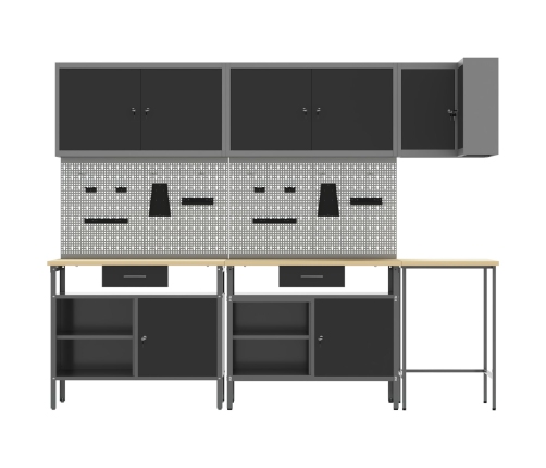 10 Daļu Instrumentu Glabāšanas Galda Komplekts Melnā Krāsā, No Inženierijas Koka Un Metāla Vidaxl