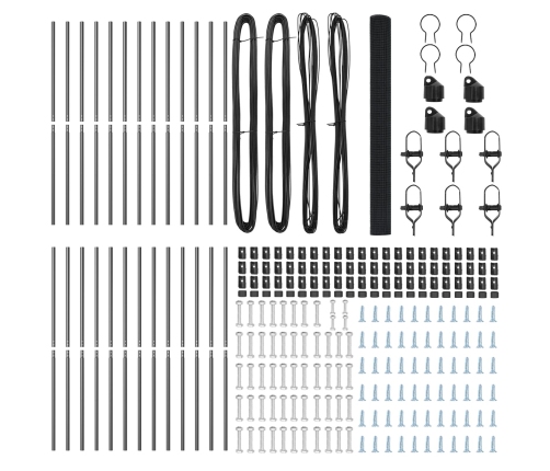 Savilkto Stieņu Žogs Ar 13 Stabiem Pelēks 1.5X50 M Tērauds Vidaxl