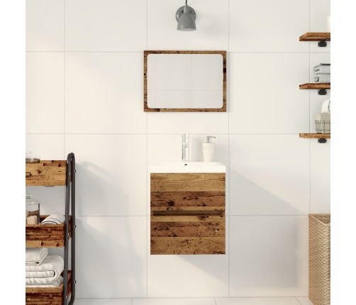 Vidaxl Izlietnes Skapītis Ar Iebūvēto Izlietni Melnā Ozola Inženierētā Koksne,  Izlietnes Skapītis Vecais Koks 41X38,5X45 Cm Inženierētā Koksne Vidaxl