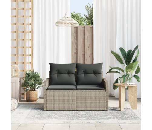 2-Vietīgs Dārza Dīvāns Ar Spilveniem Gaiši Pelēks Poli Rotangpalma Vidaxl