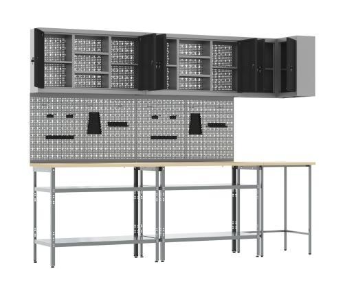 10 Daļu Rīku Uzglabāšanas Galda Komplekts Melns Inženierijas Koks Un Metāls Vidaxl