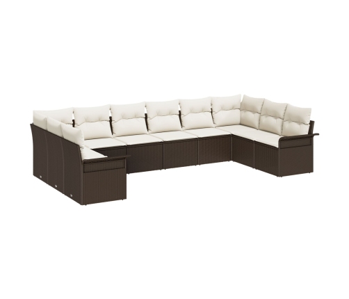 10 Gabalu Dārza Dīvānu Komplekts Ar Spilveniem Brūnā Polietilēna Rotangpalmas Vidaxl