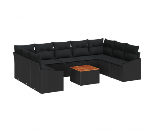 10 Daļu Dārza Dīvānu Komplekts Ar Spilveniem Melns Polietilēna Rotangpalma Vidaxl