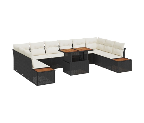 11 Daļu Dārza Vakariņu Komplekts Ar Spilveniem Melnā Polietilēna Rotangpalmas Akācijā Vidaxl