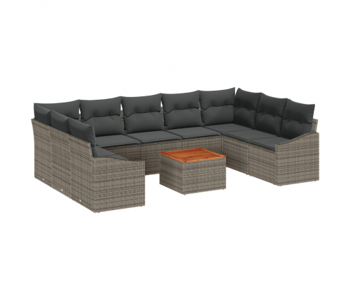 10 Gabalu Dārza Dīvānu Komplekts Ar Spilveniem Pelēks Polirotangpalma Akācija Vidaxl