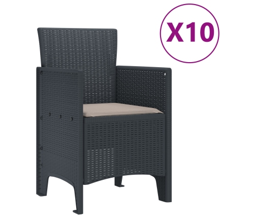 11 Daļu Dārza Ēdamistabas Komplekts Ar Spilveniem Antracīts Polietilēna Rotangpalma Vidaxl