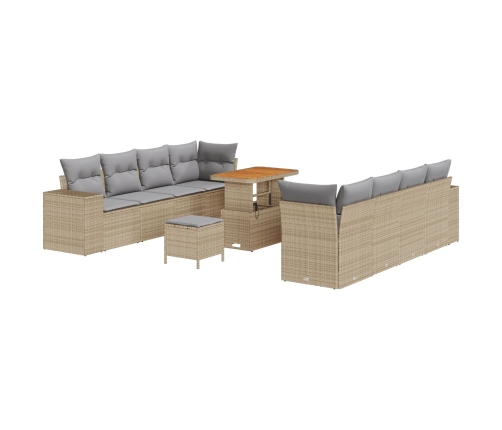 Vidaxl 11 Daļīgs Dārza Dīvānu Komplekts Ar Spilveniem Bēša Poli Rattan Akācija,  3 Daļīgs Dārza Ēdamistabas Komplekts Ar Spilveniem Bēša Poli Rattan Akācija Vidaxl