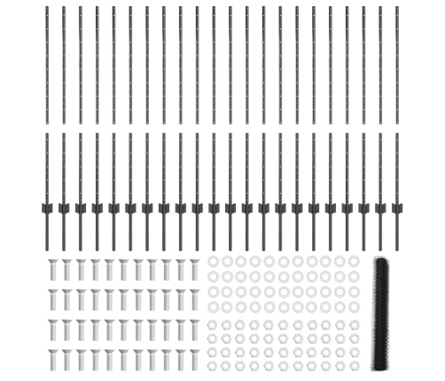 Vidaxl Žogu Stabi 22 Gab U-Kanāls Pelēks 120 Cm Tērauds,  Sešstūra Žogs Pelēks 1.2 X 50 M Tērauds Vidaxl