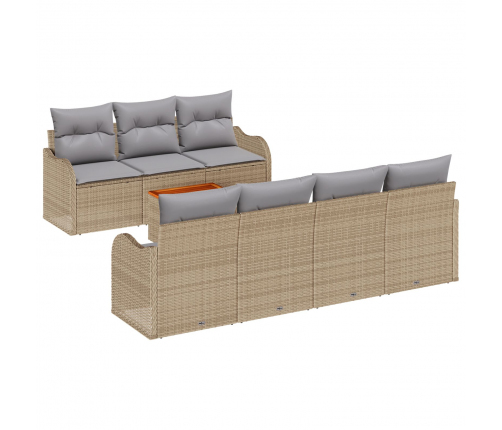 Vidaxl 8 Daļu Dārza Dīvānu Komplekts Ar Spilveniem Bēšs Poli Rattan Akācija,  2-Vietīgs Dārza Dīvāns Ar Uzglabāšanu Un Spilveniem Bēšs Poli Rattan Vidaxl
