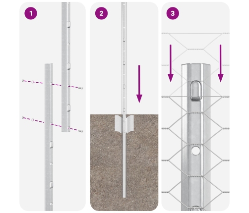 Vidaxl Žoga Statņi 22 Gab U-Kanāls 140 Cm Galvanizēts Tērauds,  Sešstūra Žogs 1.4X25 M Galvanizēts Tērauds Vidaxl