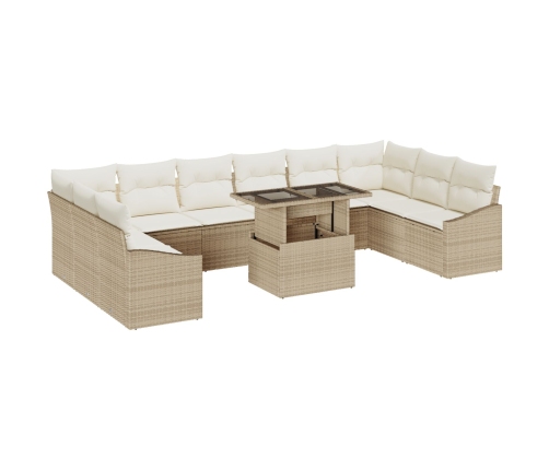 11 Gabalu Dārza Dīvānu Komplekts Ar Spilveniem Bēšs Poli Ratan Vidaxl