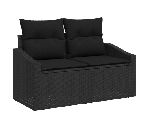 11 Gabalu Dārza Dīvānu Komplekts Ar Spilveniem, Melns Polietilēna Rotangpalma Vidaxl