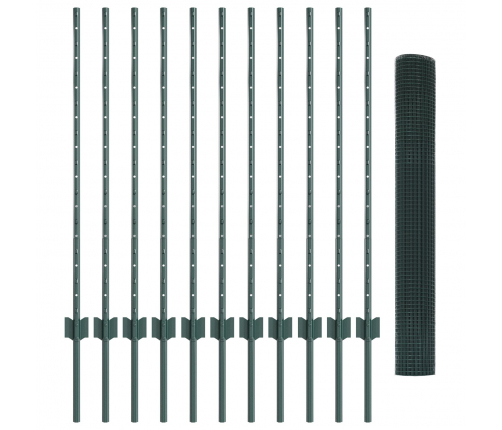 Vistas Stieples Dārza Žoga Komplekts 2 Gabali Zaļš Cinkots Tērauds Vidaxl