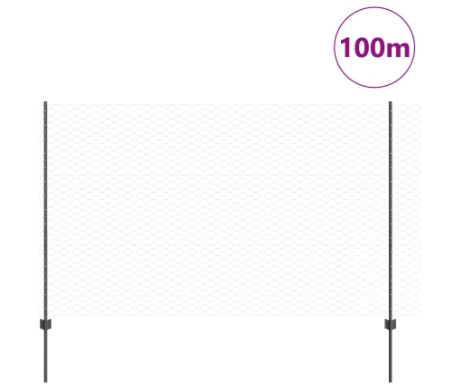 Vidaxl Žoga Statīvi 22 Gab. U-Kanāls Pelēks 150 Cm Tērauds,  Heksagonālais Žogs Pelēks 1.5X100 M Tērauds Vidaxl