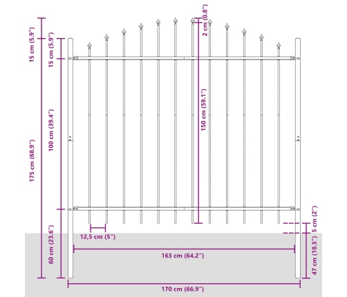 Žoga Panelis Ar Izliektu Galu 7 Paneļu Komplekts Pelēks Vidaxl