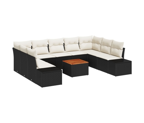 10 Gab Dārza Dīvānu Komplekts Ar Spilveniem Melnajā Polietilēna Rotangpalma Akācija Vidaxl