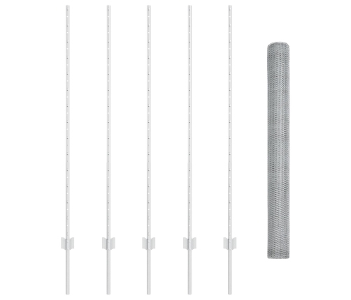 Vidaxl Žogu Stabi 10 Gab. U-Kanāla 140 Cm Galvanizētā Tēraudā,  Sešstūra Žogs 1.4X10 M Galvanizētā Tēraudā Vidaxl