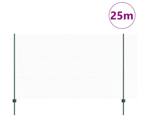Vidaxl Žoga Stabi 5 Gab. U-Veida Kanāls Zaļš 140 Cm Tērauds,  Sešstūra Žogs Zaļš 1.4X10 M Tērauds Vidaxl