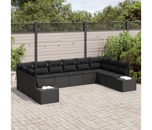 10 Vienību Dārza Dīvāna Komplekts Ar Spilveniem Melnā Poli Rotangpalmas Vidaxl