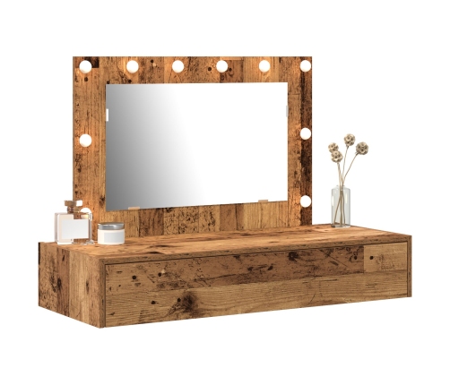 Sienas Piekarejamais Kosmētikas Galdiņš Ar Led Gaismām Vecs Koks Vidaxl