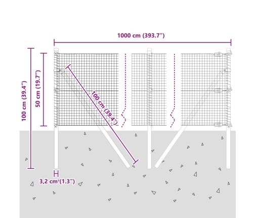 Žoga Statņu Komplekts 2 Gab. Cinkots Tērauds 10 X 0.5 M Vidaxl