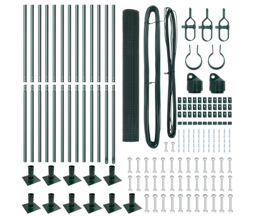 Zaļais Žoga Stabu Komplekts 2 Gab. Zaļš Metāls 25 X 1 M Vidaxl