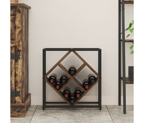 Vīna Statīvi Dūmots Ozols Metāla Rāmis Un Koka Plaukti Vidējs Vidaxl