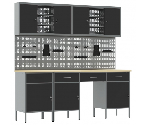 10 Daļu Darba Galda Komplekts Melnā Tērauda Vidaxl