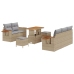 Vidaxl 8 Daļu Dārza Dīvānu Komplekts Ar Spilveniem Bēšs Poliratan Akācija,  3 Daļu Dārza Ēdamgalds Ar Spilveniem Bēšs Poliratan Akācija Vidaxl