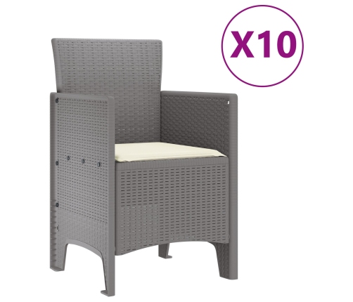 11 Daļu Dārza Ēdamgaldu Komplekts Ar Spilveniem Gaiši Pelēks Poli Rotangs Vidaxl