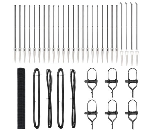 Metināts Stieples Žogs Ar 13 Spicēm Pelēks 1.4X50 M Tērauds Vidaxl