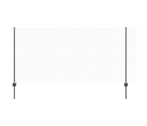 Vidaxl Žogu Stabi 22 Gab U-Kanāls Pelēks 120 Cm Tērauds,  Sešstūra Žogs Pelēks 1.2 X 50 M Tērauds Vidaxl